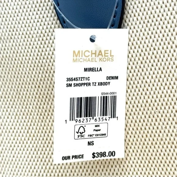 Michael Kors Mirella Small Pebbled LeatherCrossbody Bag Light Cream/Denim